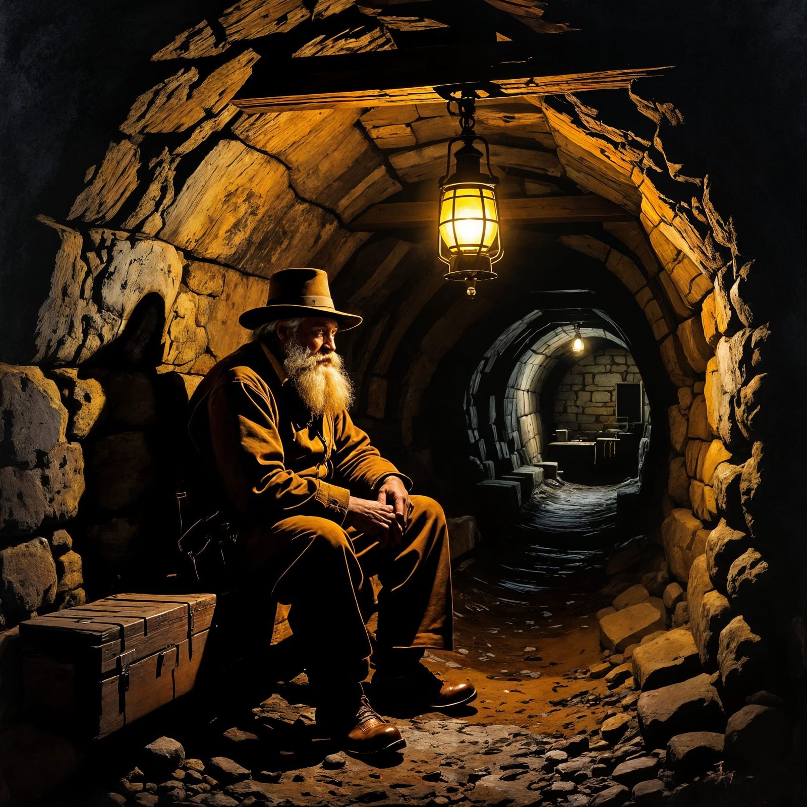 Caravaggio-Inspired Cornish Mine Spirit Guarding Abandoned T...