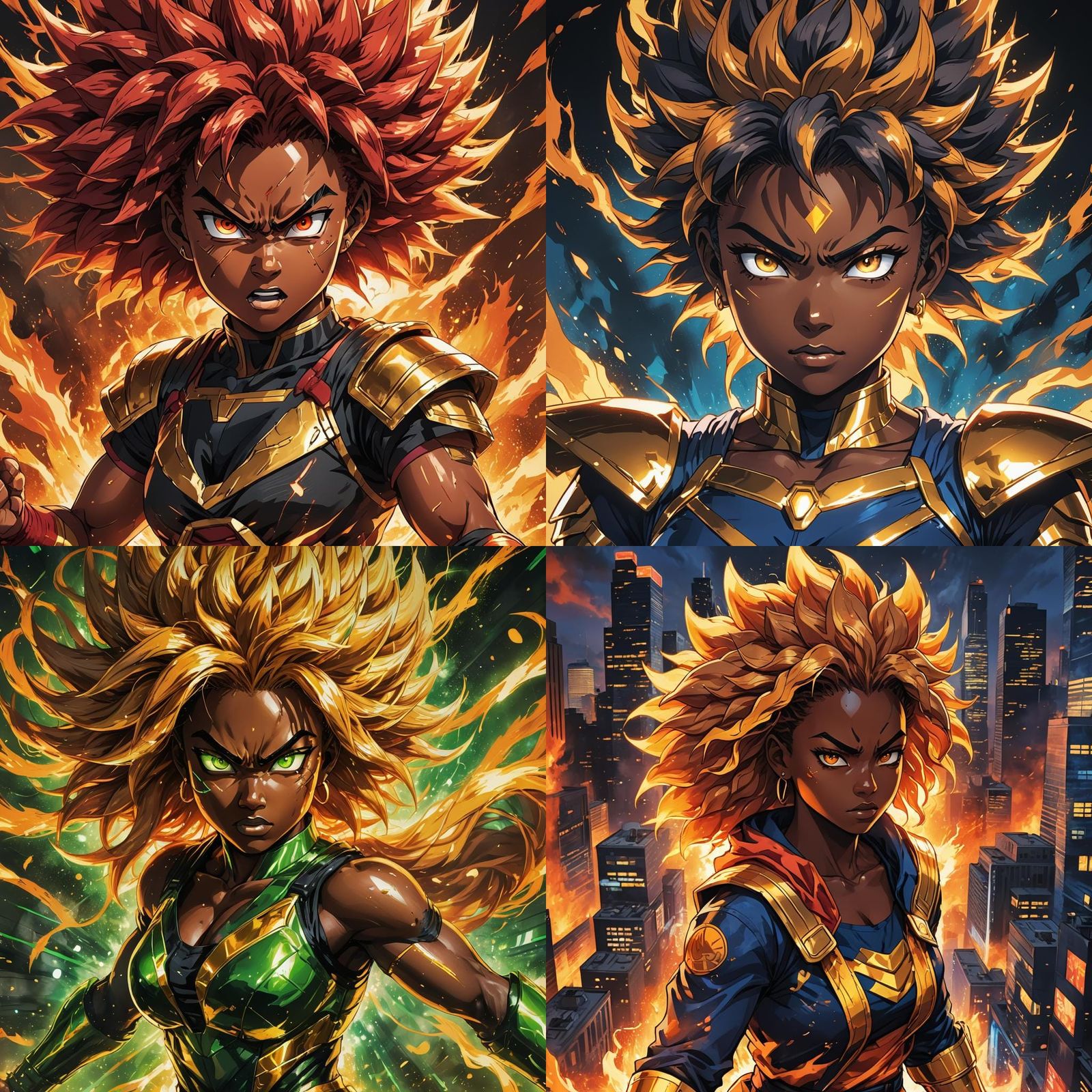 Black Teenage Girl Super Saiyan in Anime Style