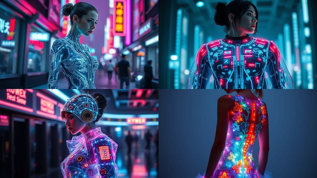 Woman in Holographic E-Dress Concept