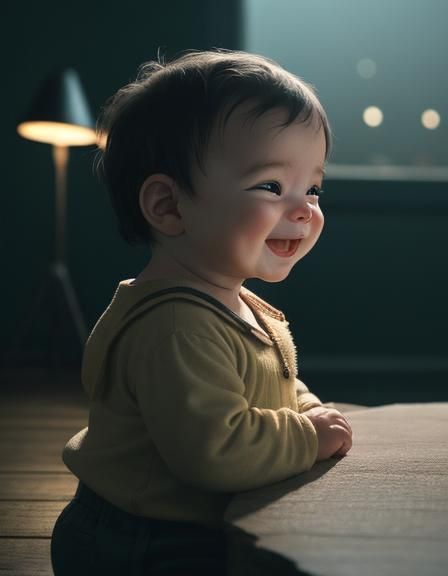Joyful Baby in Cinematic Home Setting