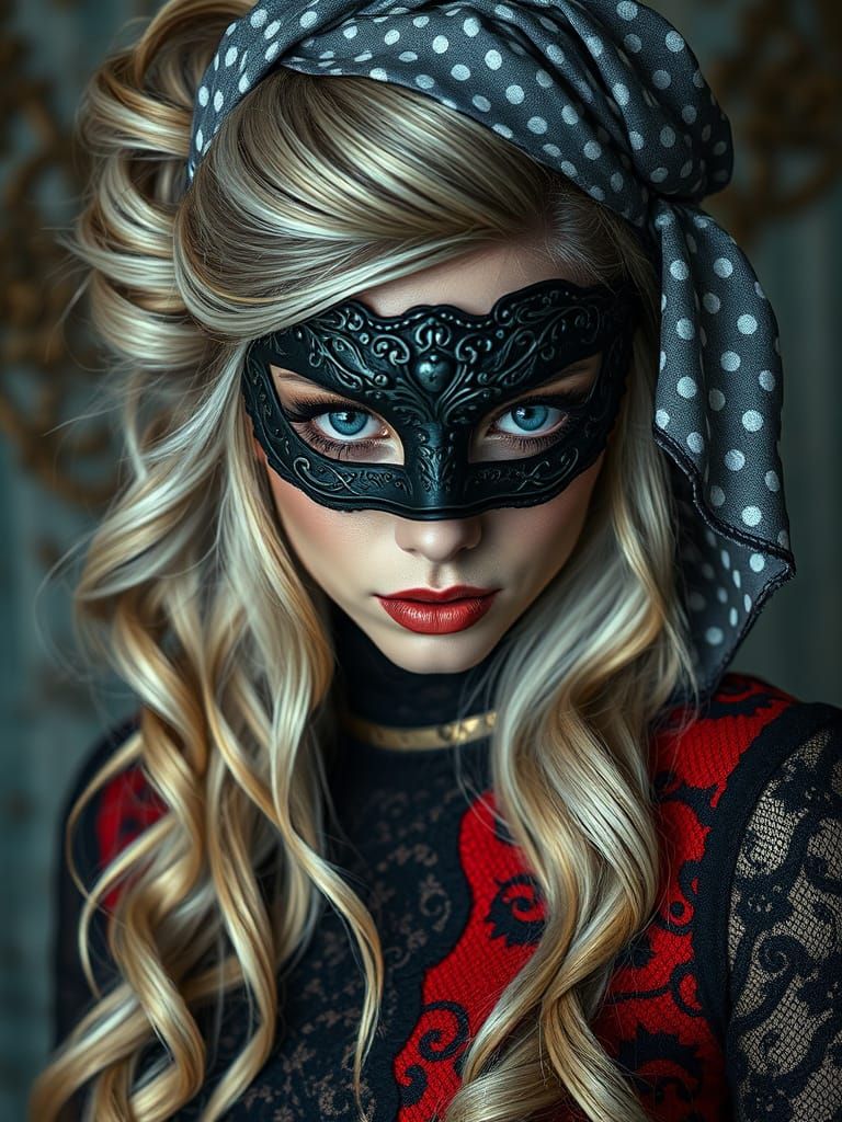 Glamorous Lady with Glitch Art and Gothic Flair