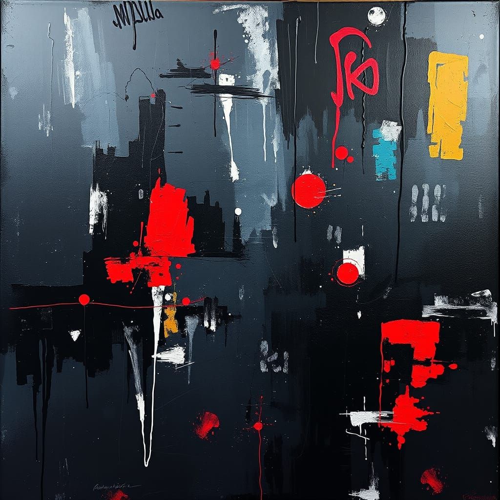 Abstract Expressionist Urban Art with Graffiti Details