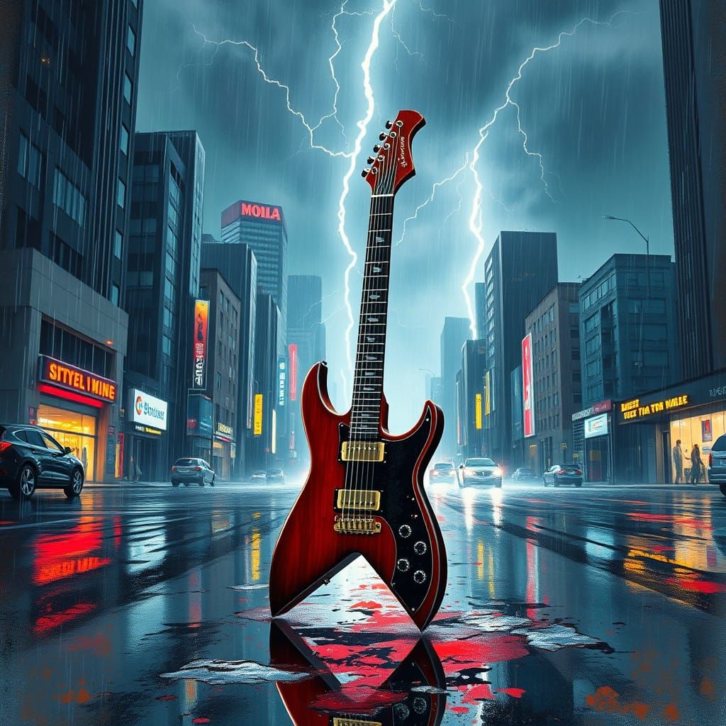 Guitar Shattered by Thunder in Electric Storm