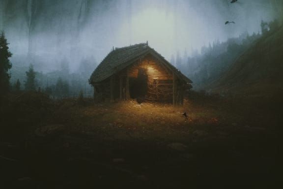 Mysterious Alpine Cottage Amidst Autumnal Woods