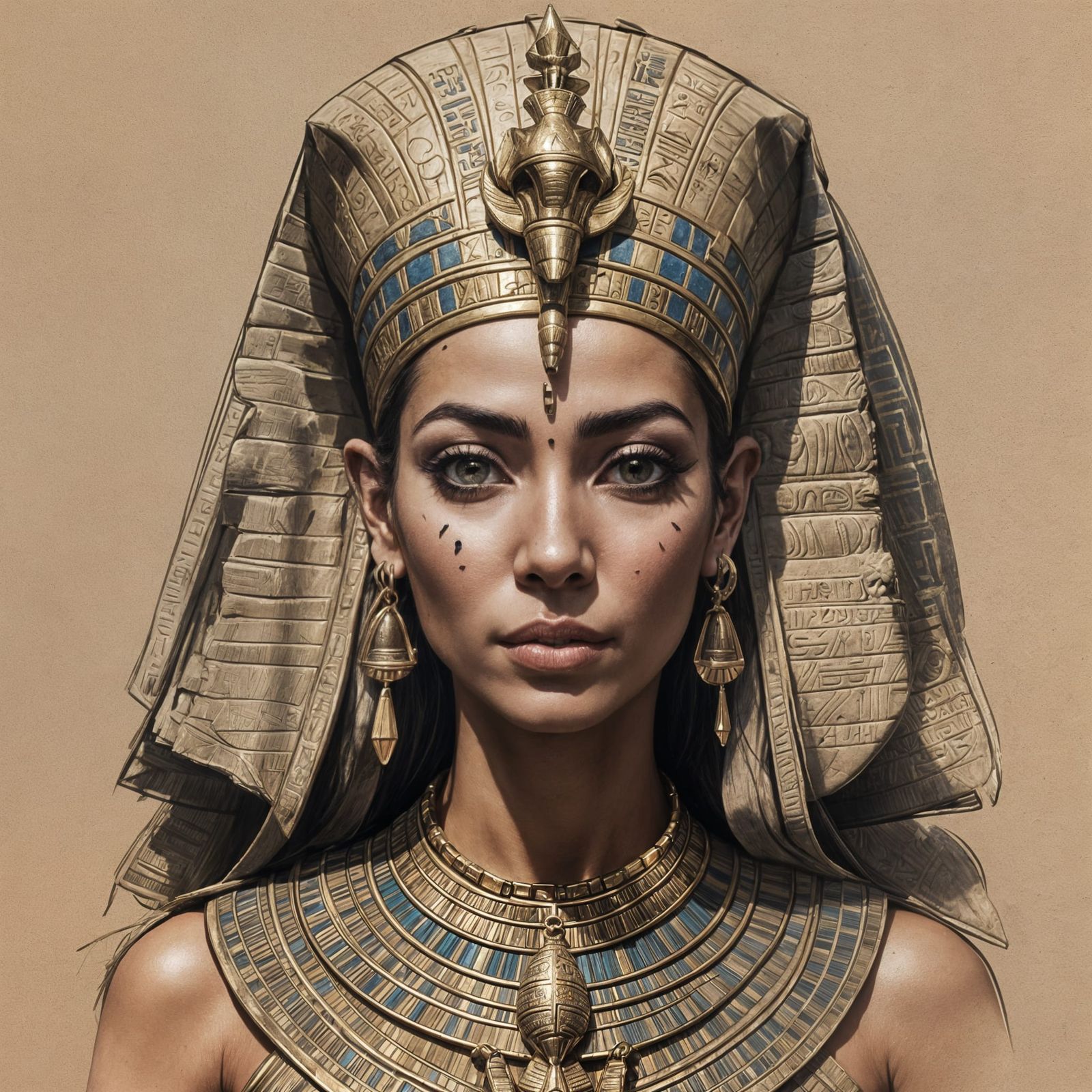 Hyperrealistic Sketch of an Egyptian Queen