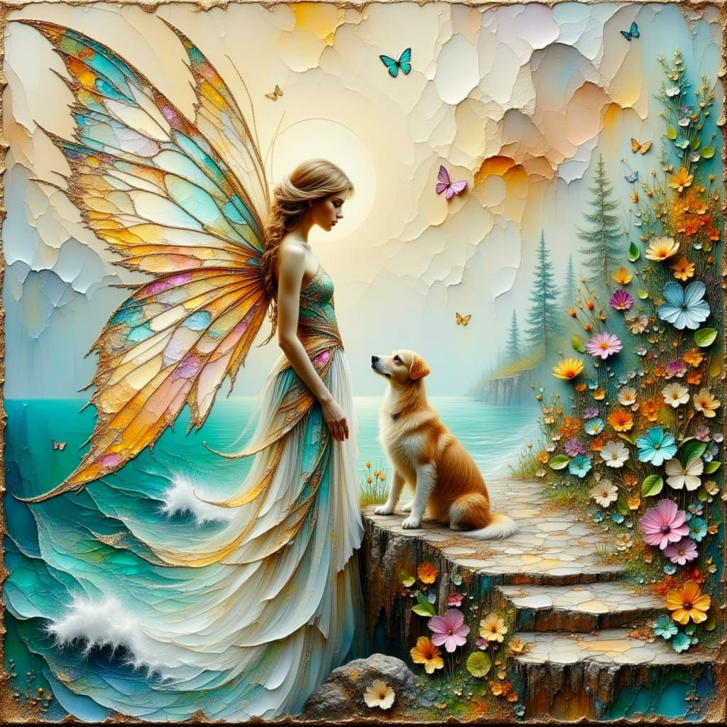 Ethereal Fairy Amidst Vibrant Cliffscape