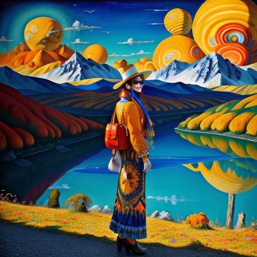 Magical Travelers in a Dreamscape, Oil Painting Style