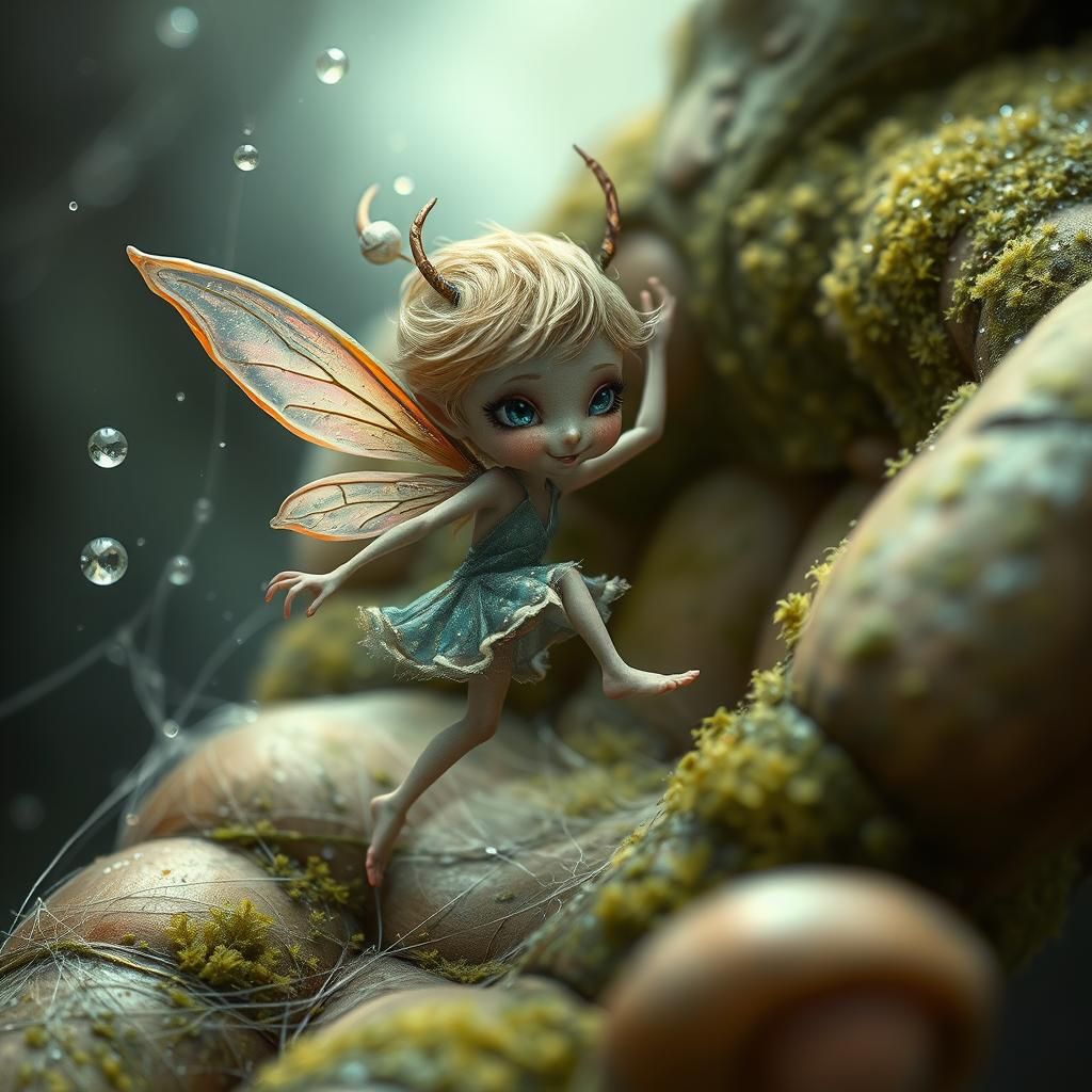 Sprite Dancing in Giant's Hand, Ethereal Art