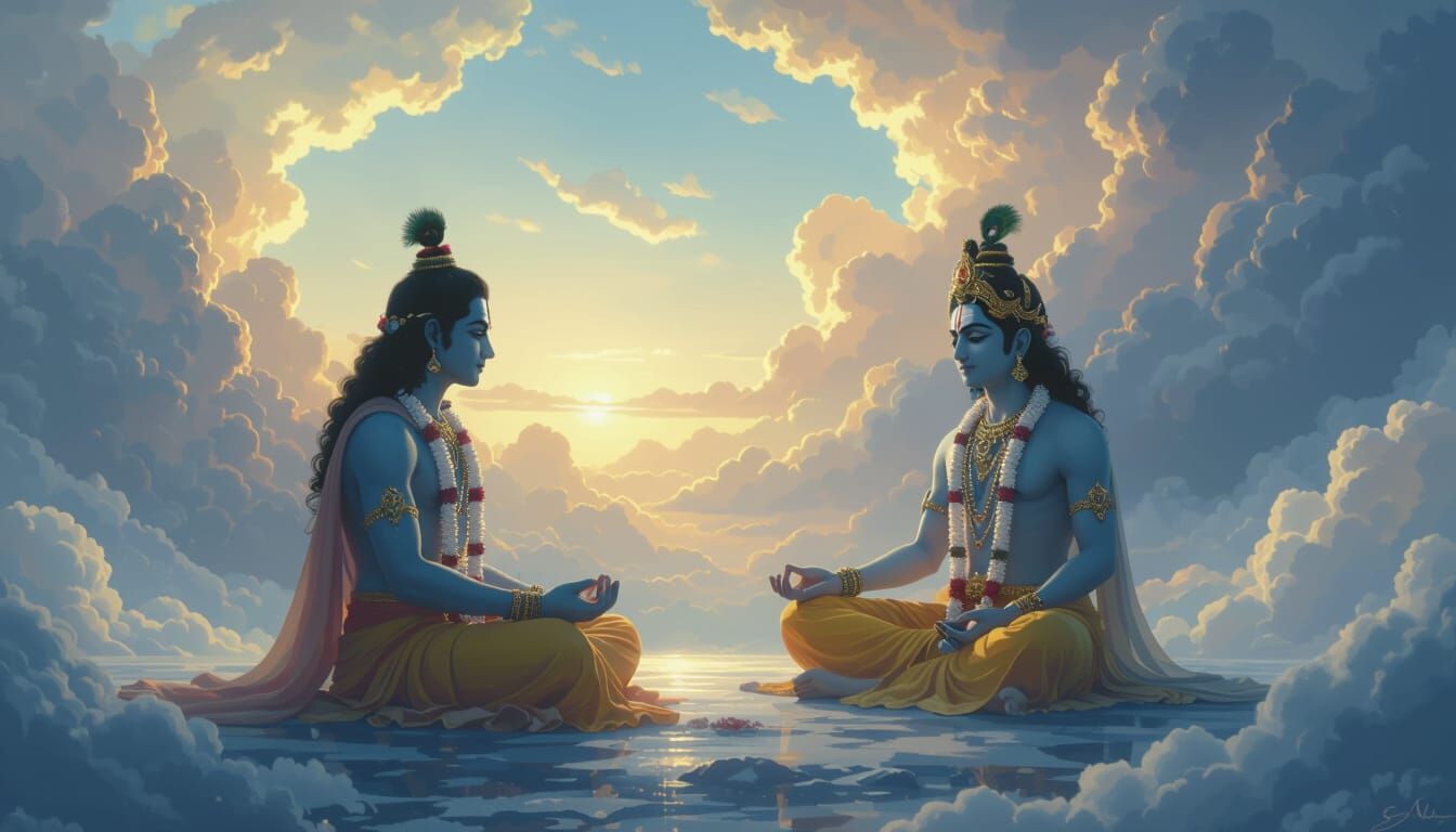 Arjuna's Troubled Mind Contrasted with Serene Krishna