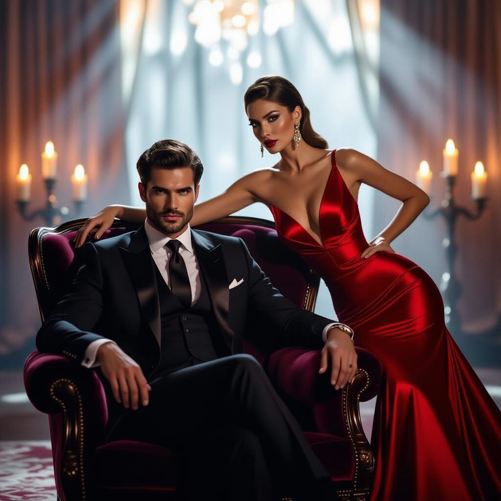 Seductive Crimson Couture Fashion Portrait