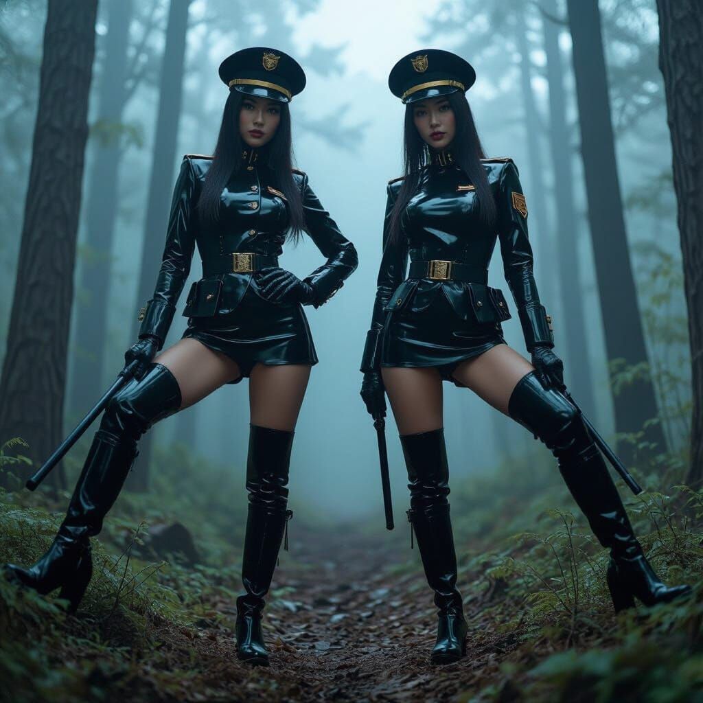 Japanese Women in Latex Military Uniforms