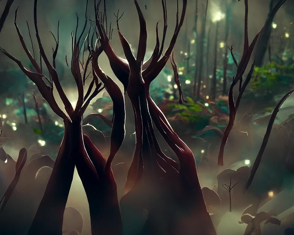 Living Forest Animated with Dark Magic in Digital Art