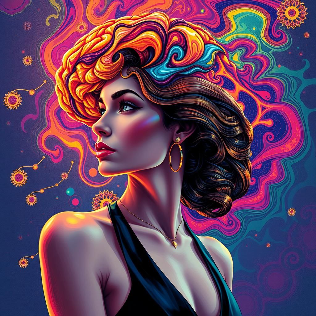 Woman's Digital Consciousness: A Psychedelic Dreamscape