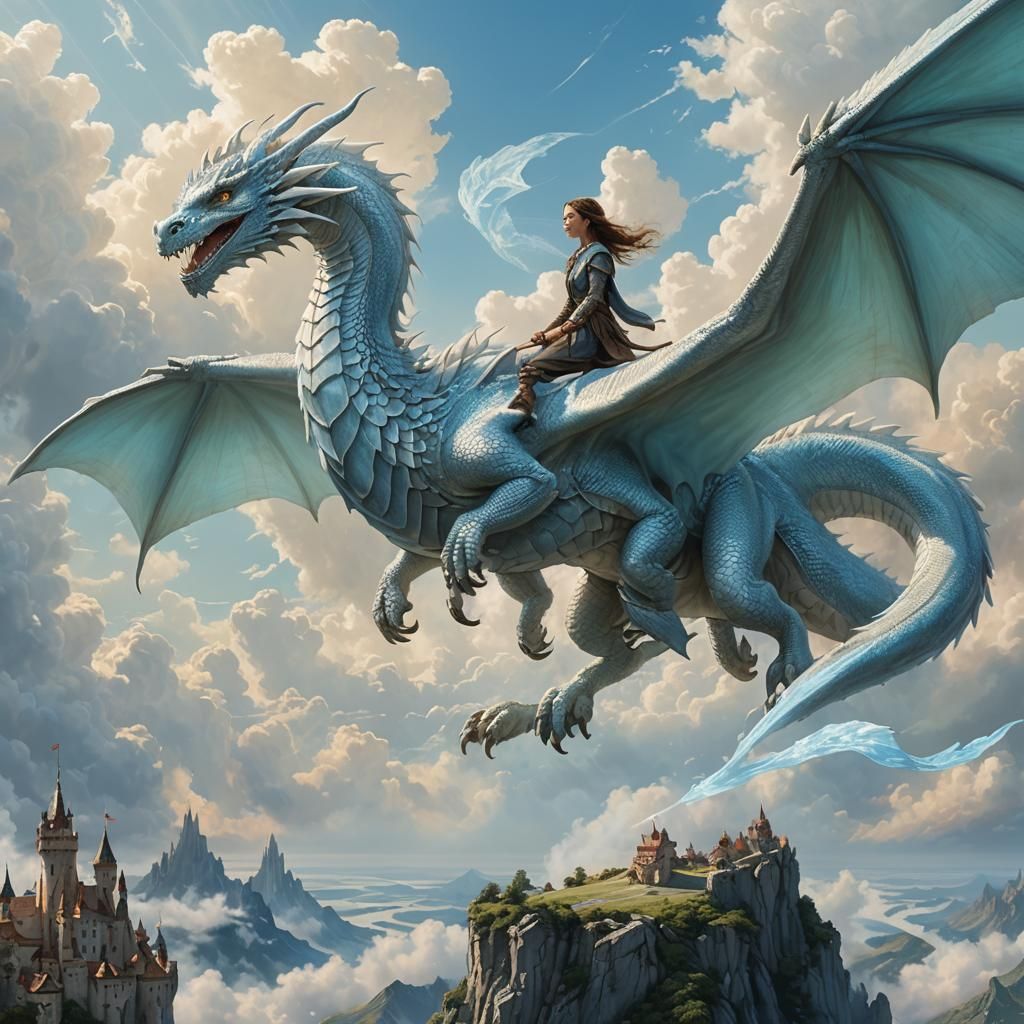 Dragon Rider in High-Fantasy Matte Painting Style