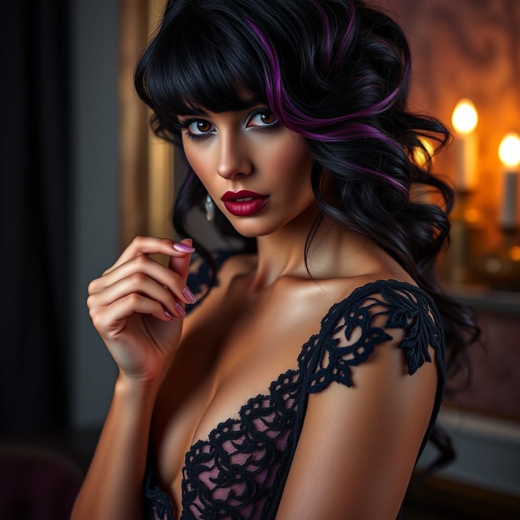 Stunning American Woman in Elegant Evening Gown