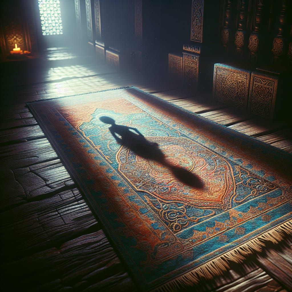 Fantasy Prayer Mat with Child Shadow Matte Painting