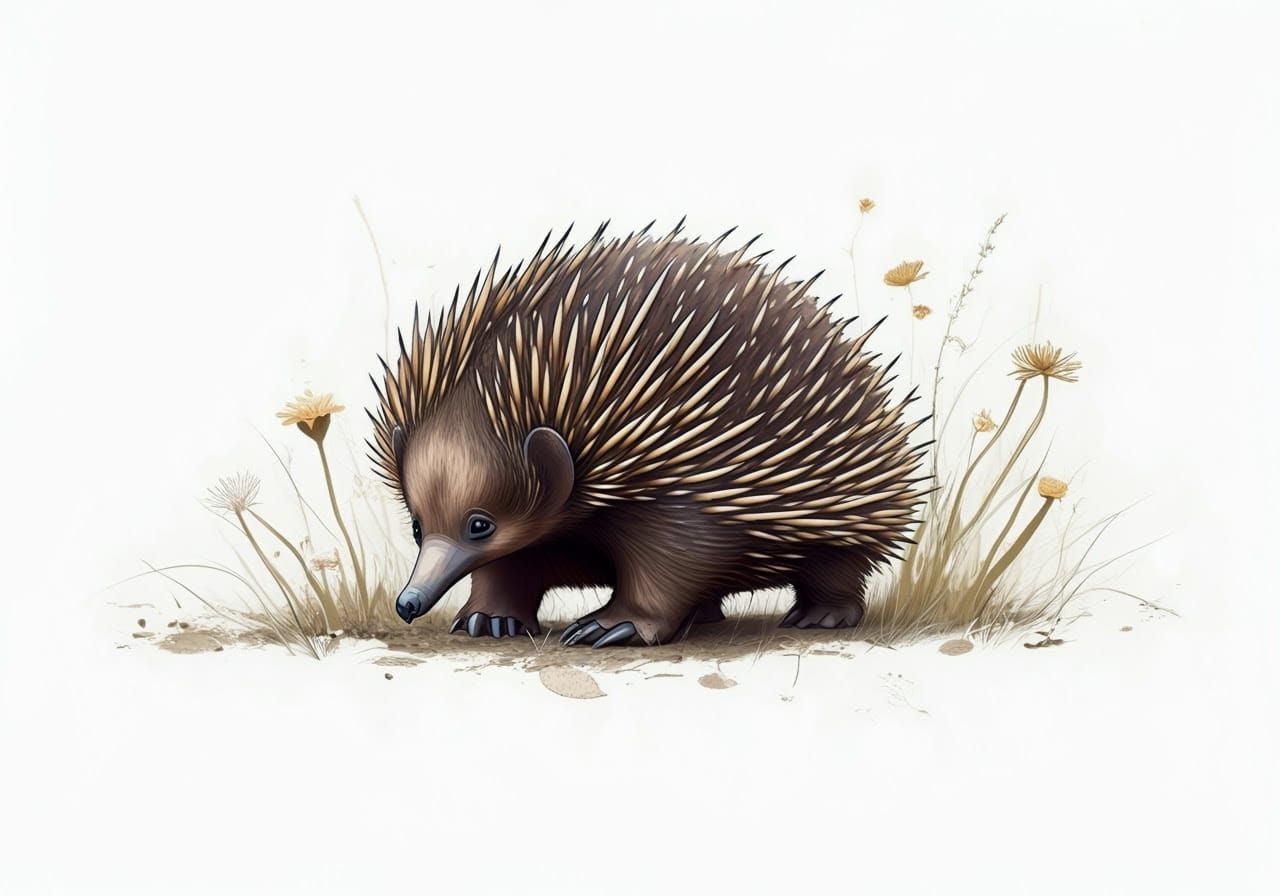 Ethereal Echidna in Dreamlike Landscape