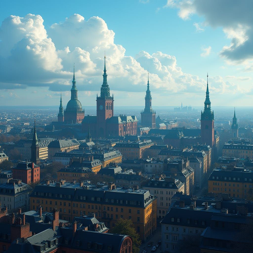 Majestic Stockholm Cityscape Illuminated by Divine Light