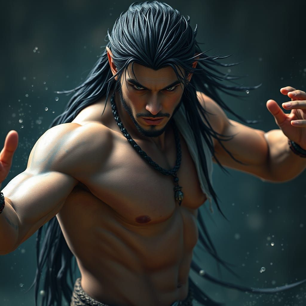 Fantastical Warrior in Hopak Dance Pose, in Detailed Matte P...