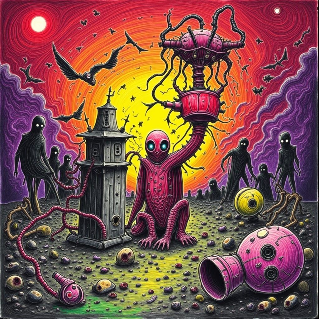 Dark Floral Abstract with Distorted Cryogenic Flow