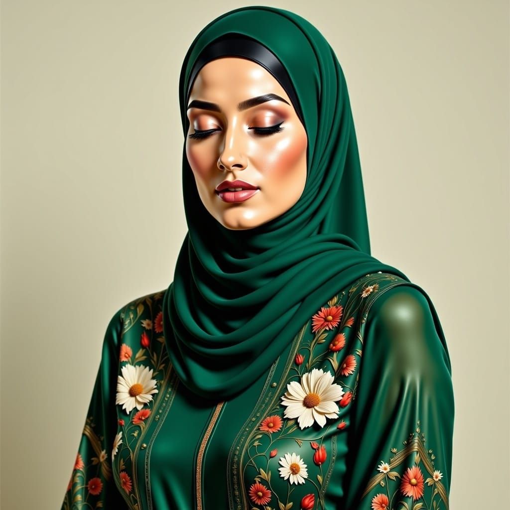 Elegant Hijabi Woman Surrounded by Nature