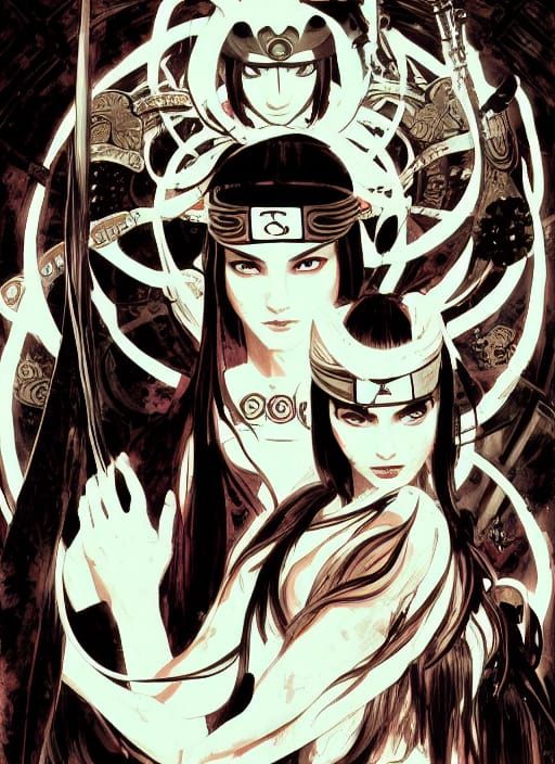 Cyberpunk Ninja Portrait in Ruined Tokyo Temple