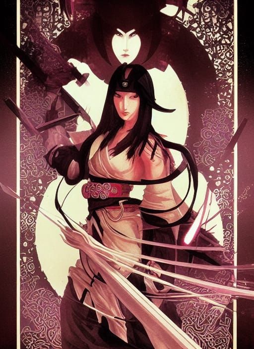 Cyberpunk Ninja Portrait in Ruined Tokyo Temple