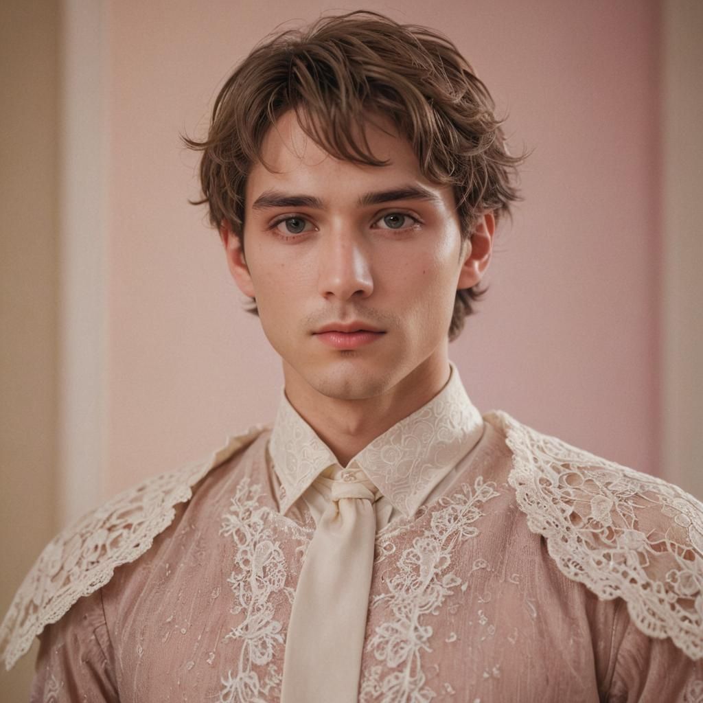 Hyperfeminine Man Portrait in Realistic Anime Style