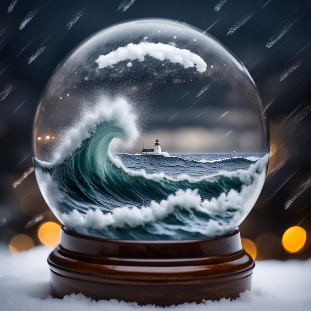 Stormy Sea Snow Globe: Professional Photography