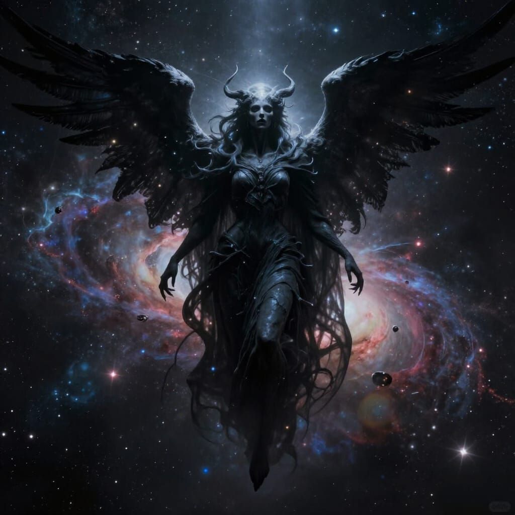 Ethereal Death Angel in Cosmic Expanse