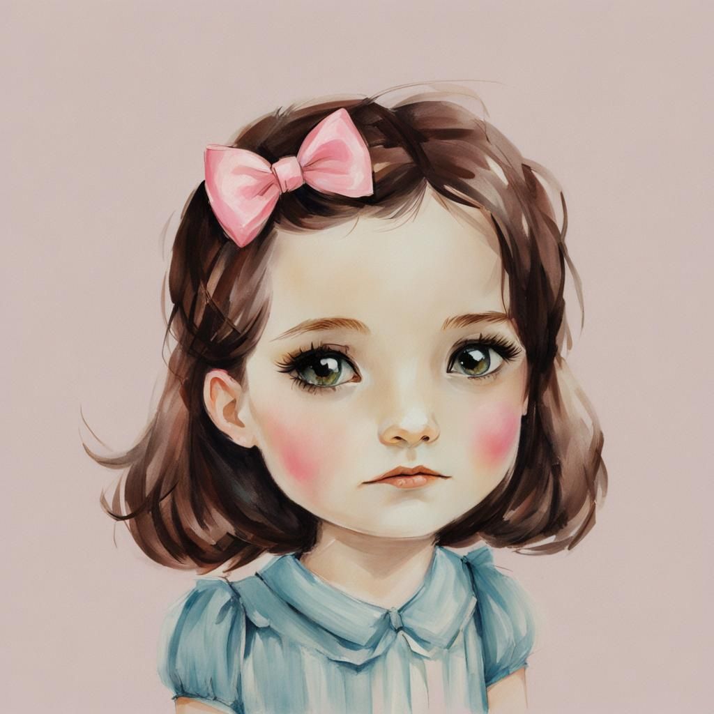 Girl on a Swing with Pink Bow