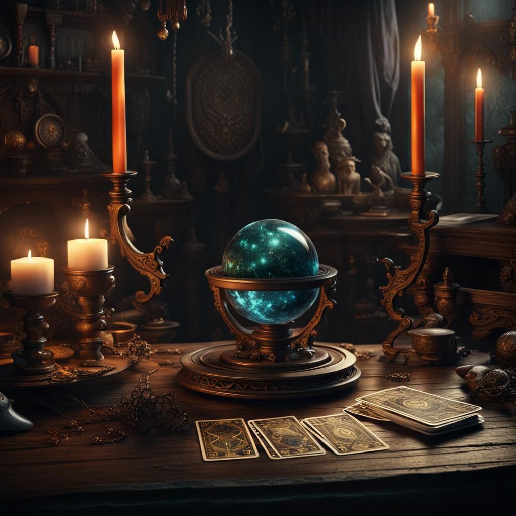 Witch Predicts Future with Tarot Cards