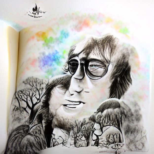 John Lennon Ink Drawing Storybook Illustration