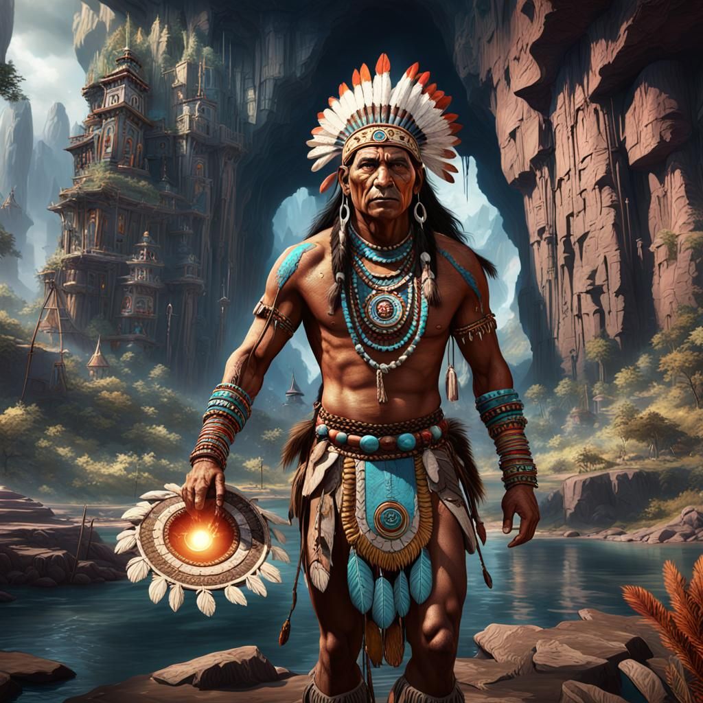 Native Indian Girl in Shimmering Colors