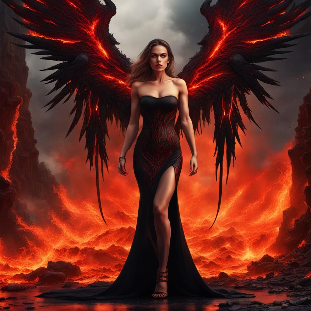 Hellish Angel with Four Wings in Fantasy Art