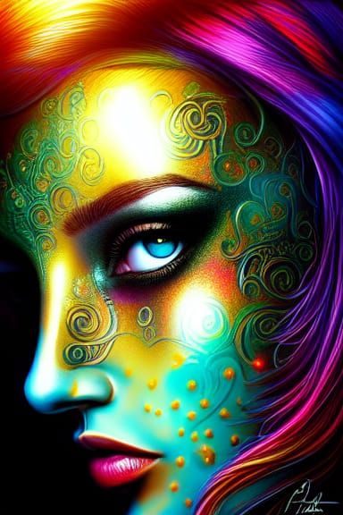 Intricate Portrait in Aetherpunk Style with Textured Paint