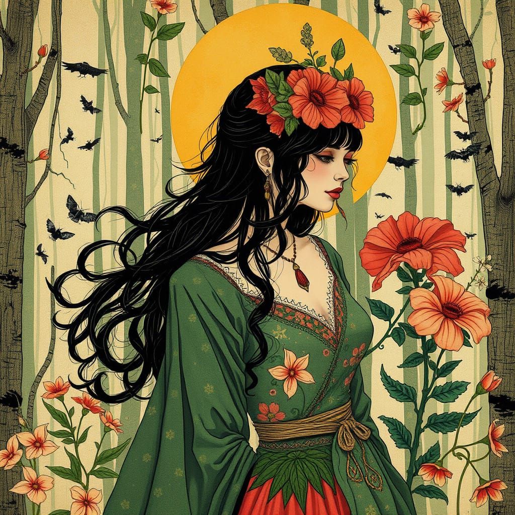 Mystical Spring Goddess in Haberdasherypunk Style