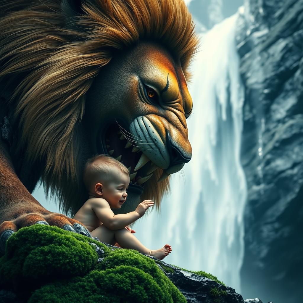 Avatar Baby Plays with Cyborg Lion