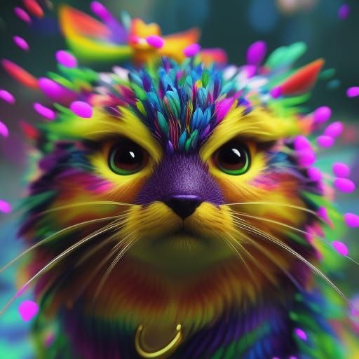 Cute Fluffy Party Animal in Digital Art Style