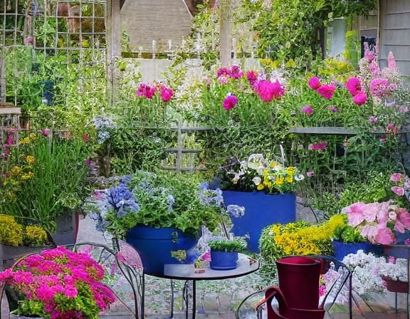 Enchanting Garden Seating Area Illustration