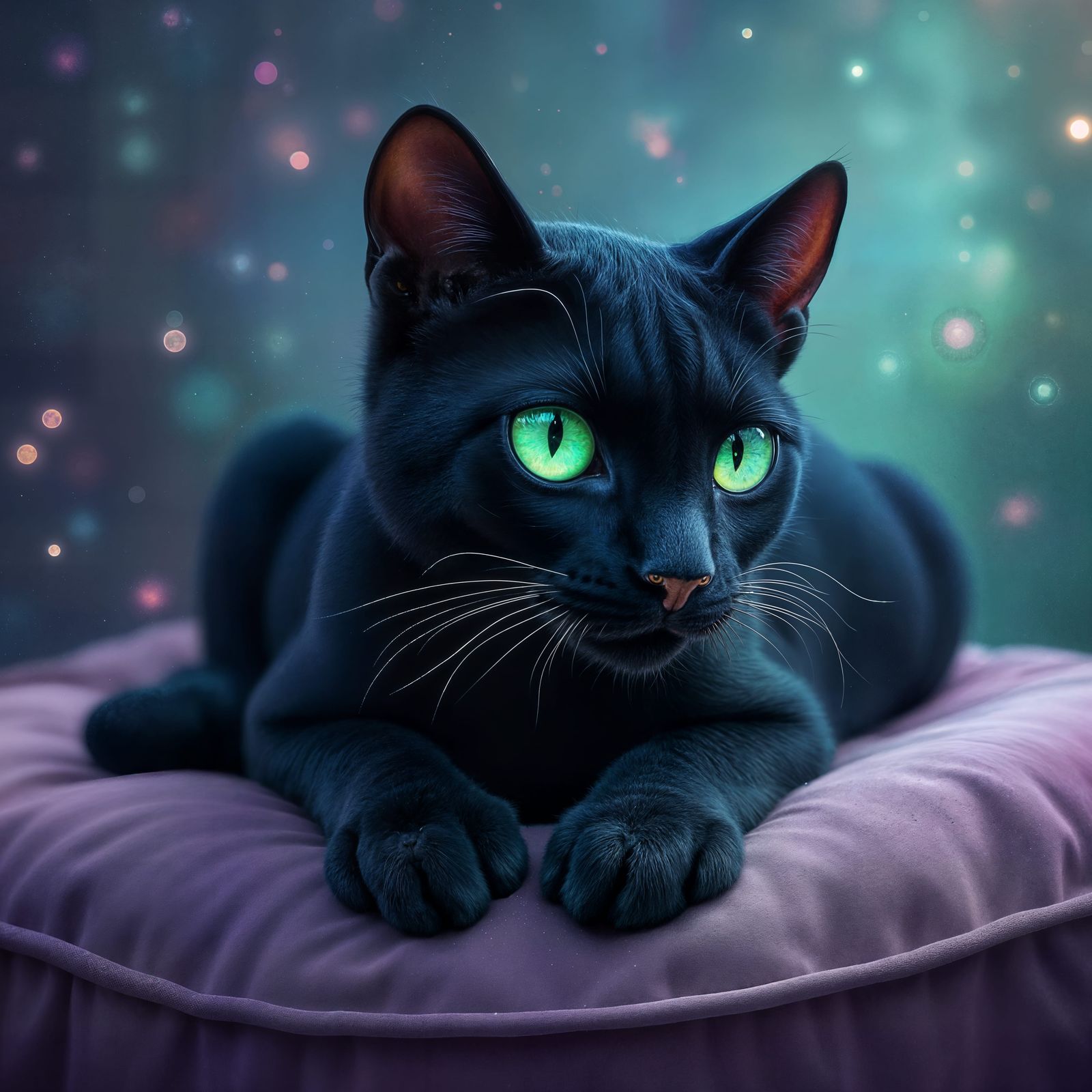 Black Panther with Emerald Eyes in Alcohol Ink