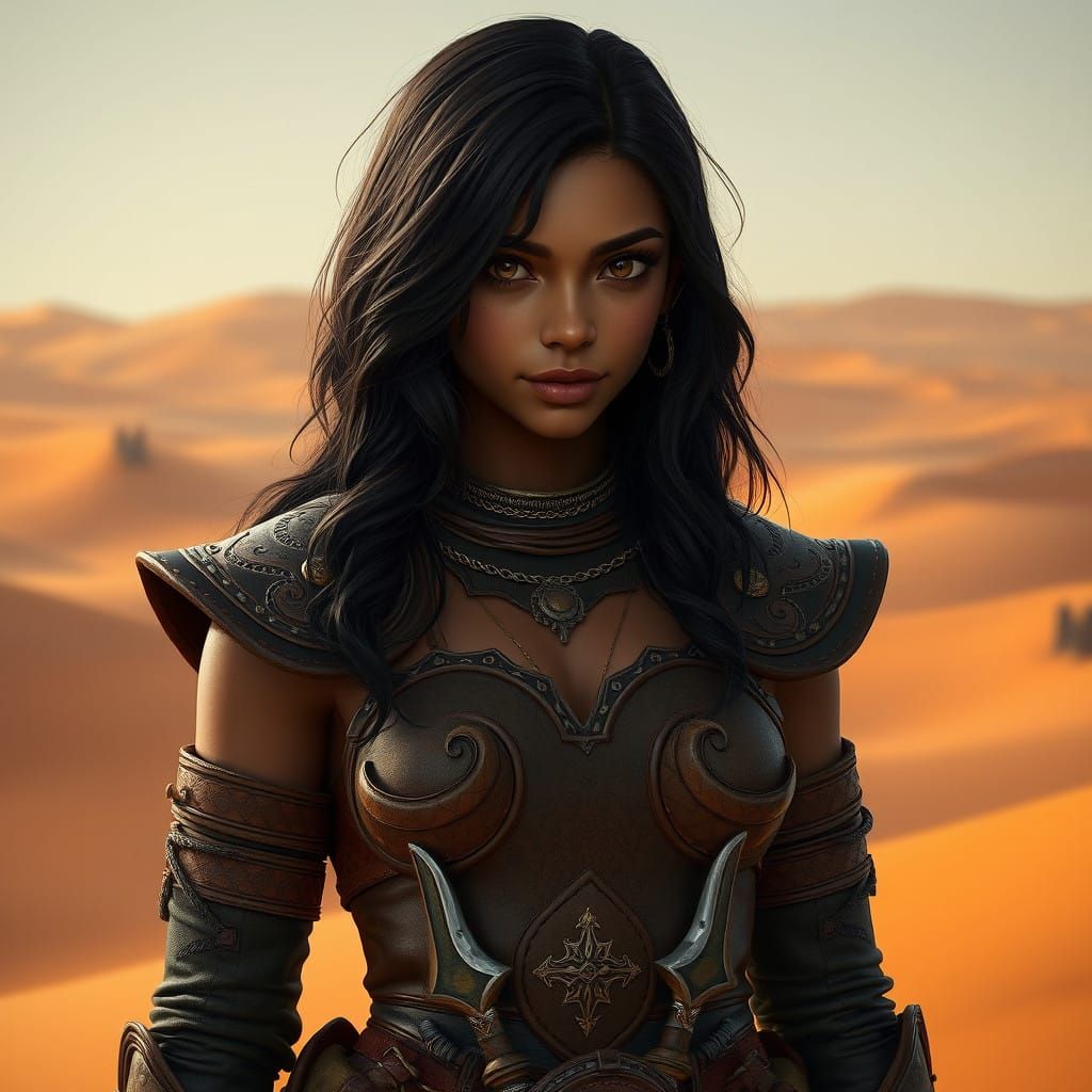 Mysterious Desert Warrior with Intricate Armor