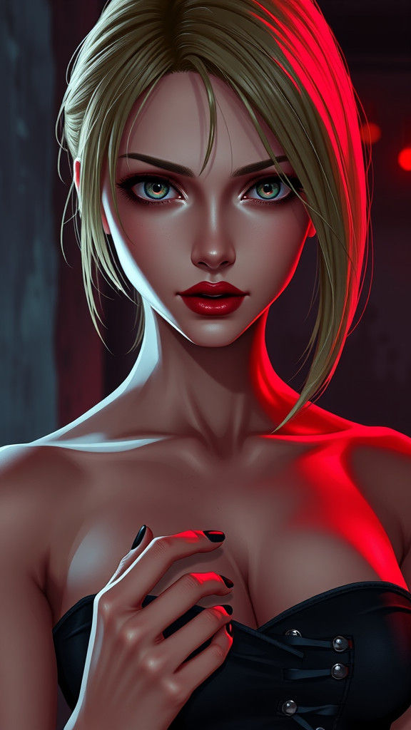 Ada Wong in Anime Style with Crimson Lipstick