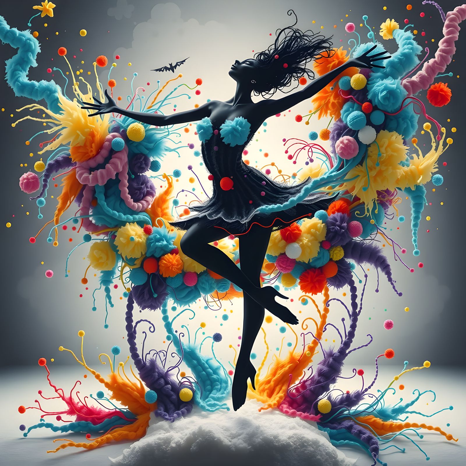 Vibrant Pom-Pom Art: Colorful, Fluffy Fabric Creations