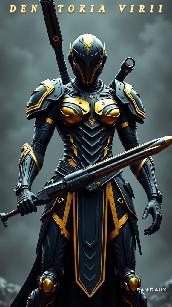 Space Bounty Hunter in Dark Steel Armor