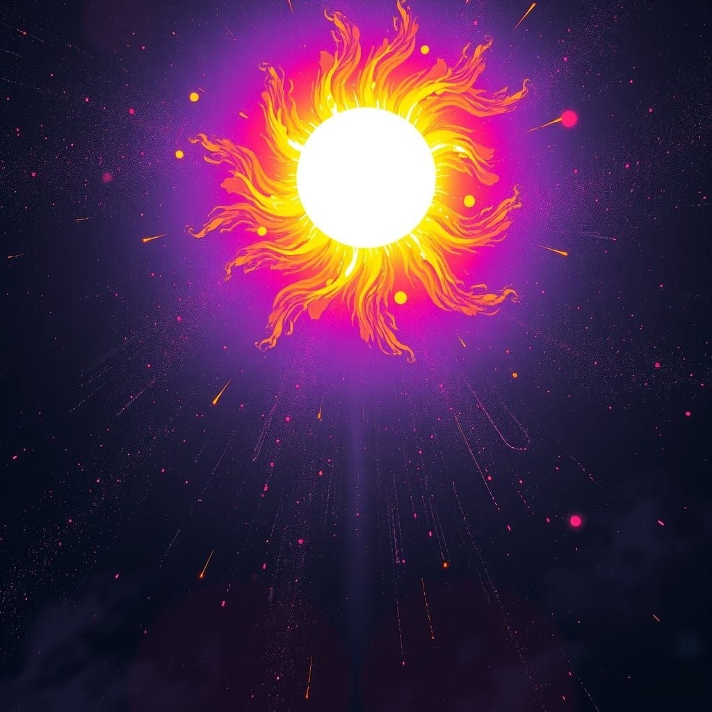 Vibrant Sun Radiates in Dark Cosmic Realm
