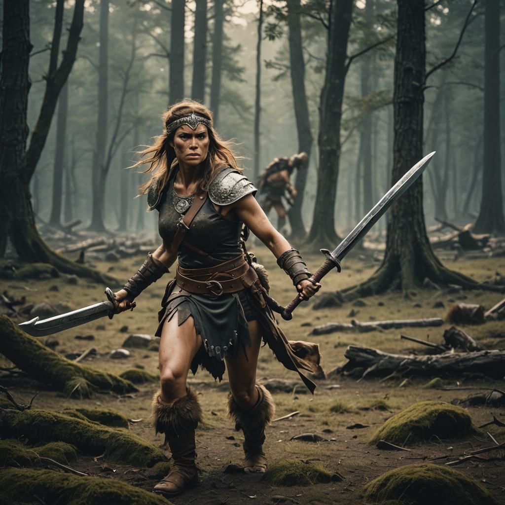 Female Barbarian Warrior in Cinematic Style