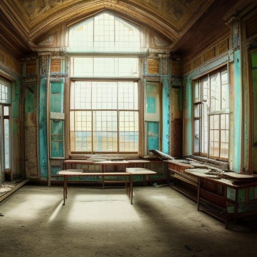 Abandoned School Hall Concept Art in 8k