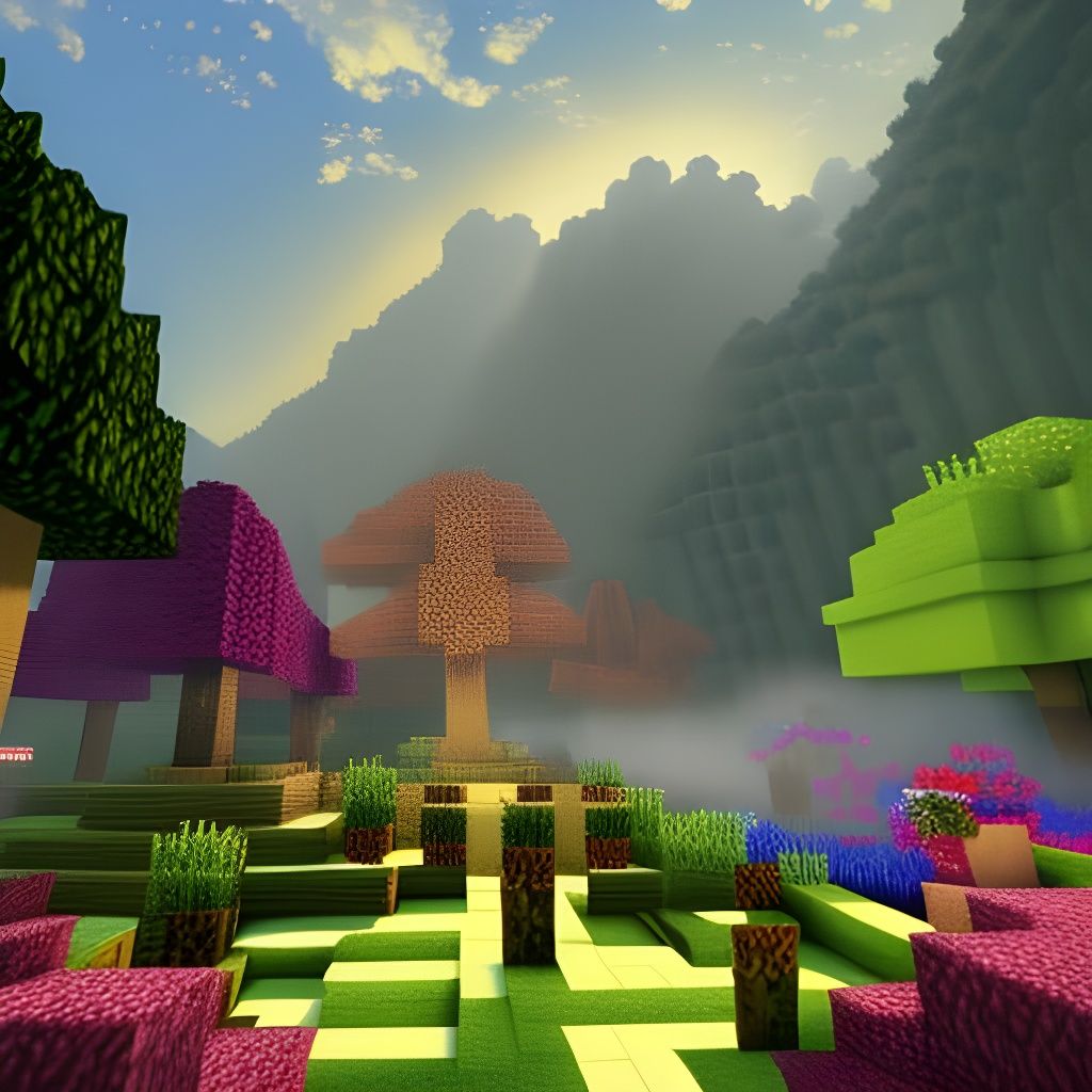 Ethereal Minecraft Landscape in Kinkade Style