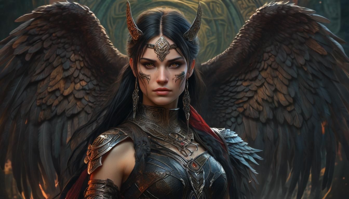 Morrigan, Celtic Goddess of War in Hyperrealistic Art